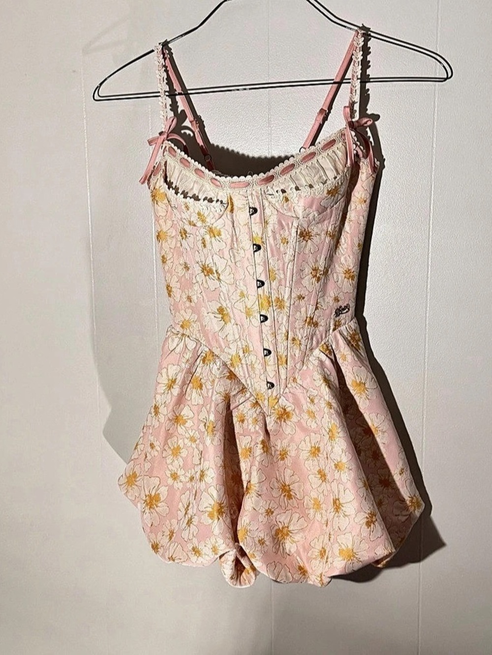 Lacemade Floral Mini Dress in Pink & White Size Small